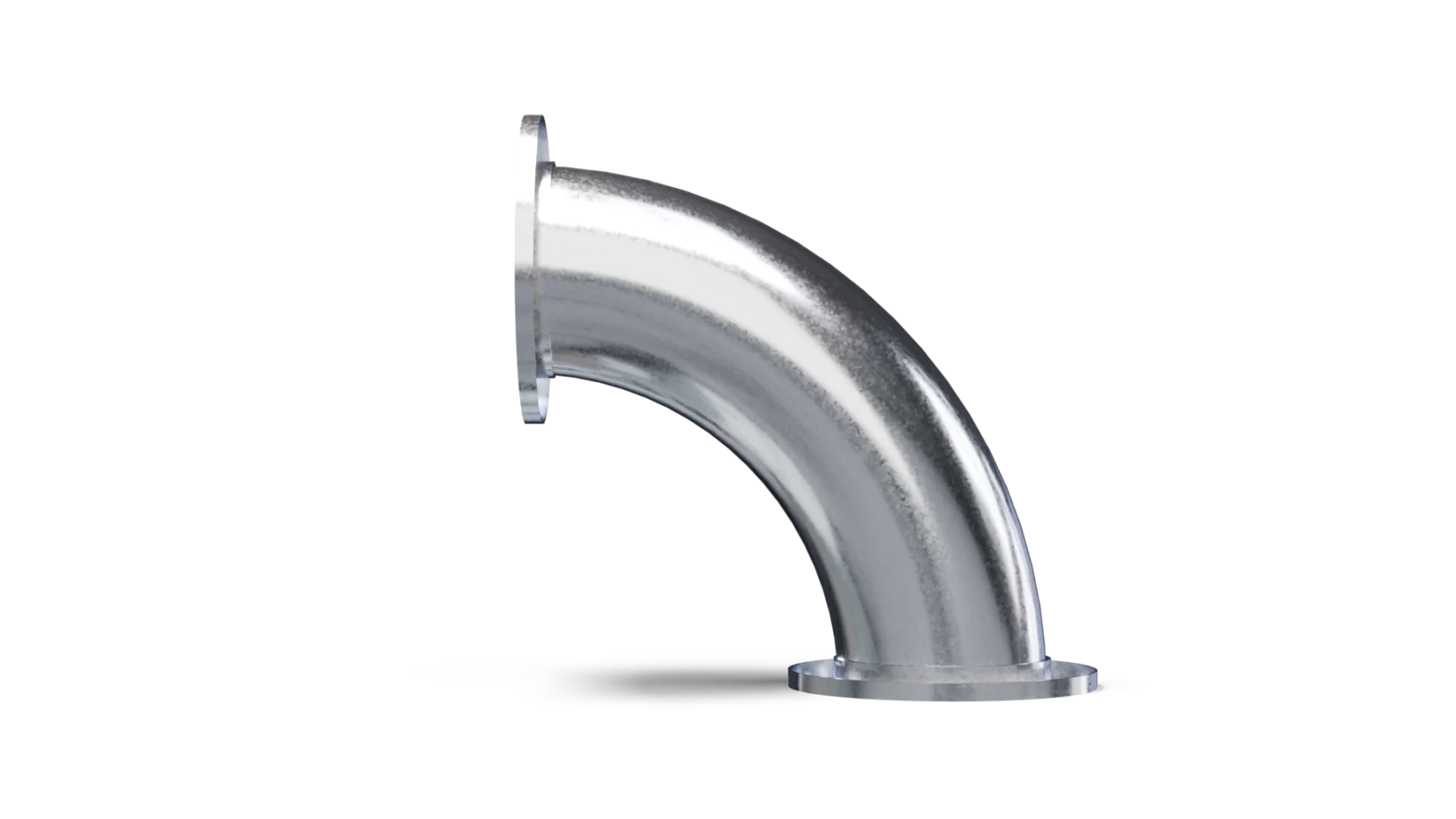 Curve Stampate A Sezione Circolare Puntate — Flangiato · 90° — Vista laterale