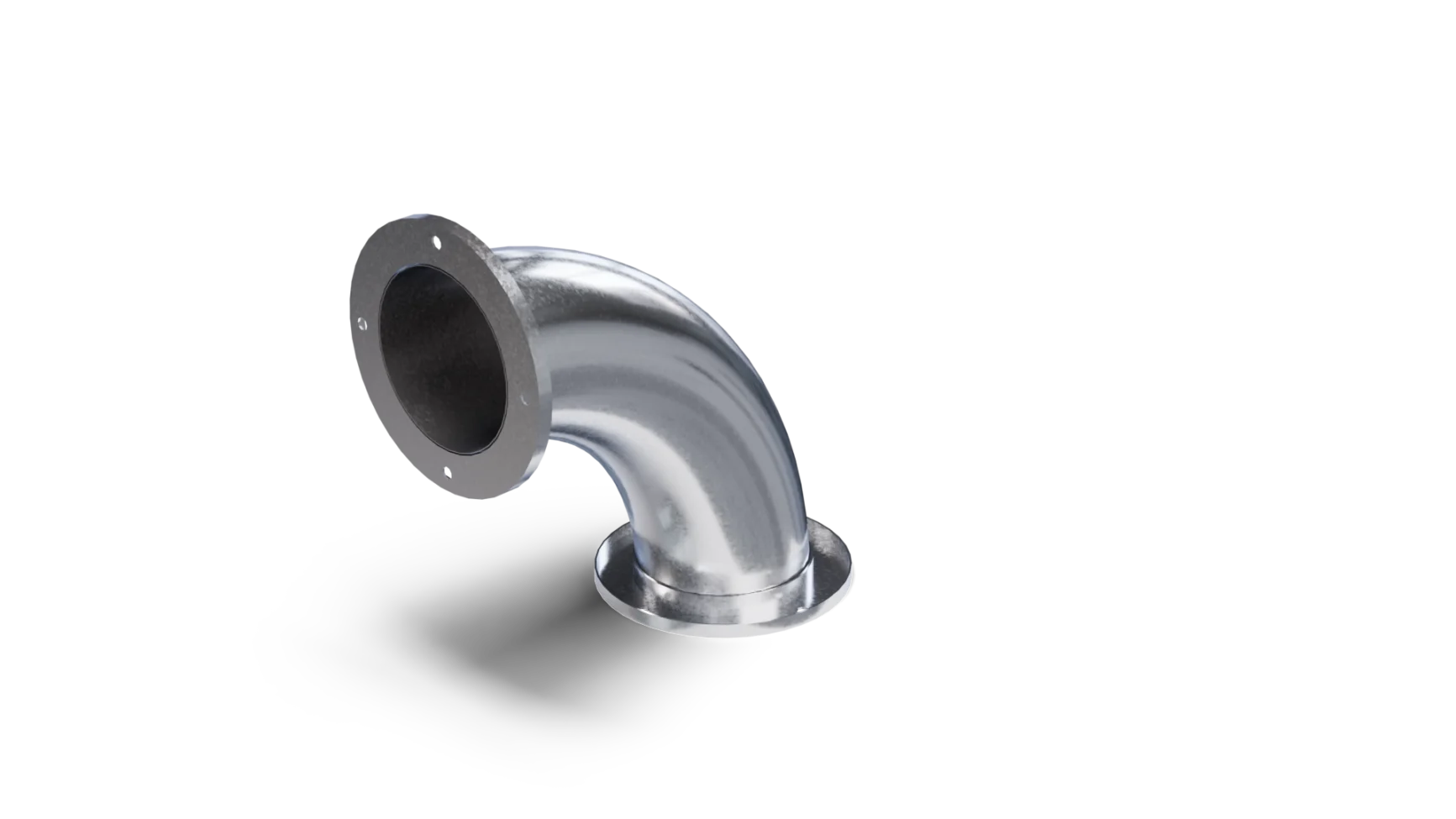 Curve Stampate A Sezione Circolare Puntate — Flangiato · 90° — Vista tre quarti