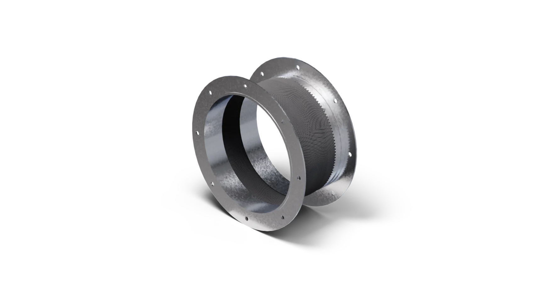 Giunti Antivibranti Con Supporto Interno Metallico A Scorrimento E Flange In Lamiera Zincata Per Ventilatori — Flangiato — Vista tre quarti
