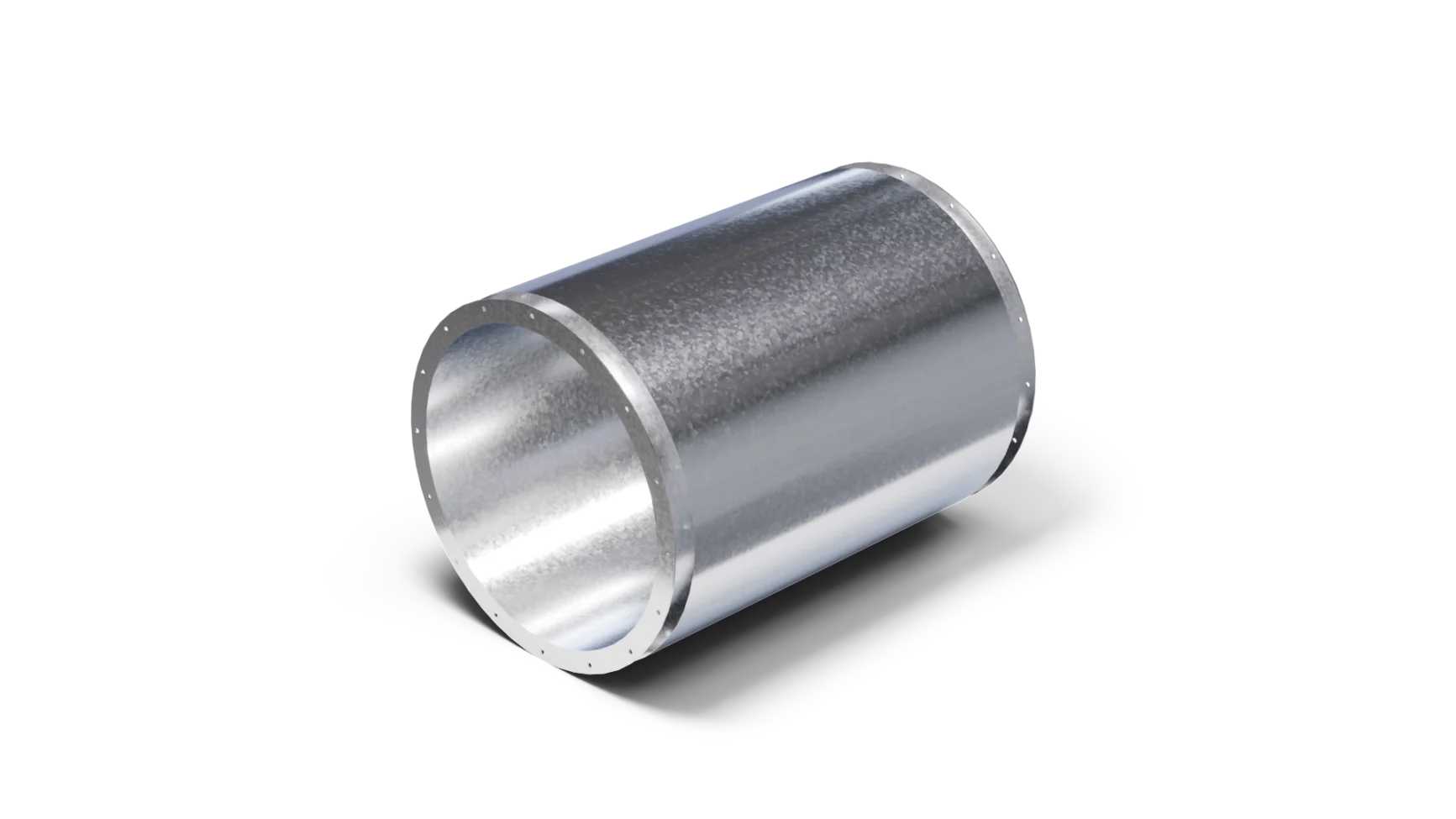 Silenziatori Circolari Per Ventilatori Con Flange Piatte In Lamiera Zincata — Flangiato — Vista tre quarti